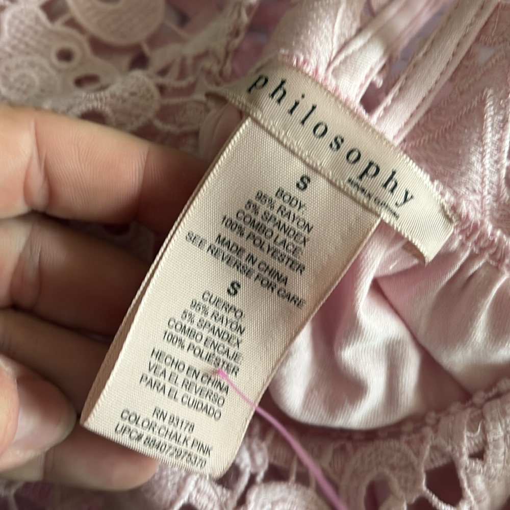 NWT $68 philosophy small pink crochet shirt 582 - Picture 7 of 7